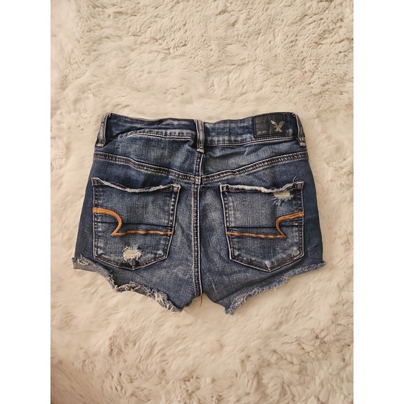 American Eagle By Payless Pants - American Eagle Super Stretch Denim Shorts Womens Size 4 Hi-Rise Distressed Blue